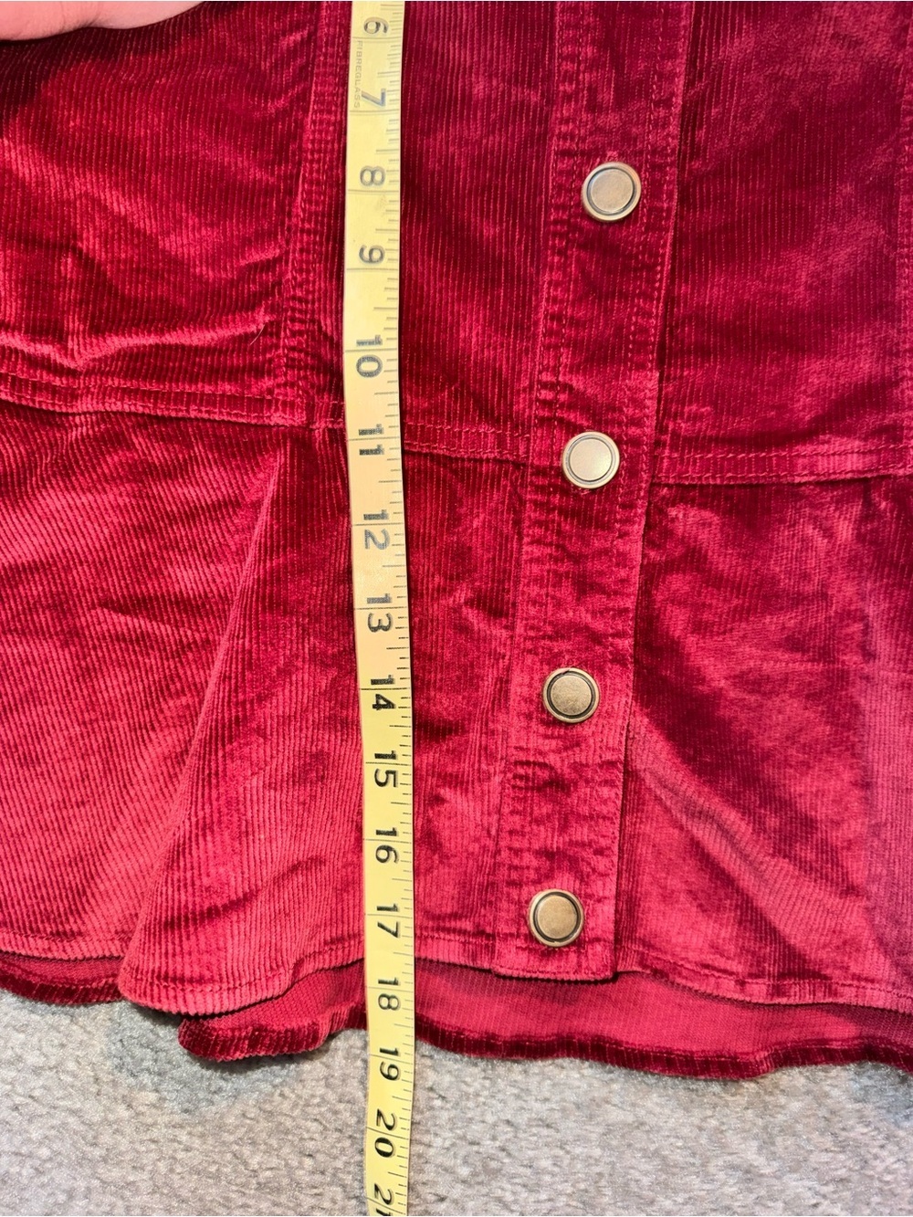 Draper James size 12 Corduroy Button-Front burgundy Ruffled Mini Skirt - Picture 7 of 7